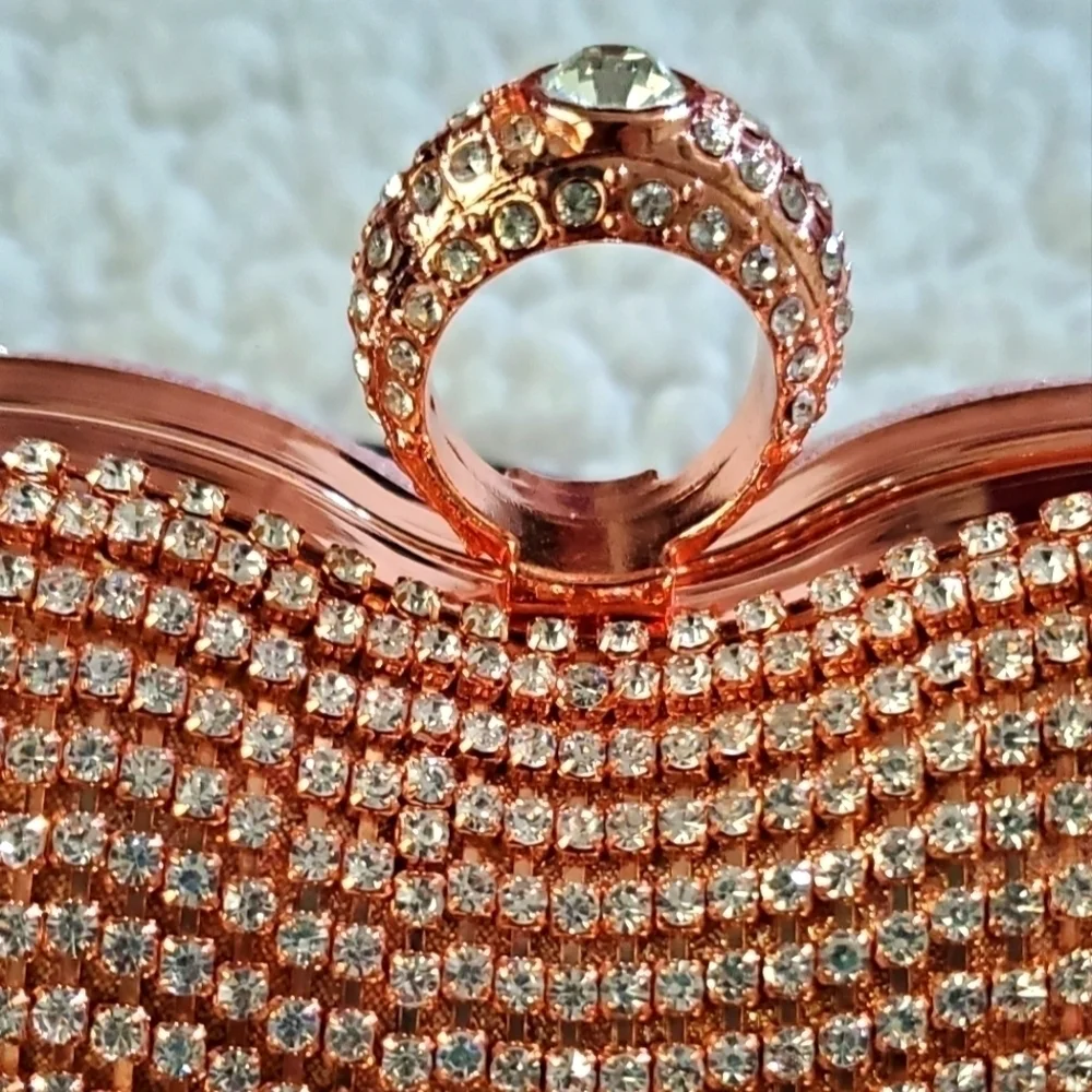 Heart Austrian Crystal Tasseled Clutch Top Handle Bag